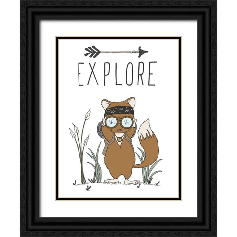 Fox Explore Black Ornate Wood Framed Art Print with Double Matting by Sweet Melody Designs