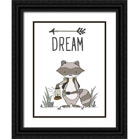 Raccoon Dream Black Ornate Wood Framed Art Print with Double Matting by Sweet Melody Designs