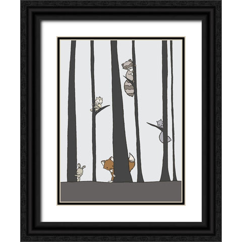 Woodland Peek A Boo Black Ornate Wood Framed Art Print with Double Matting by Sweet Melody Designs
