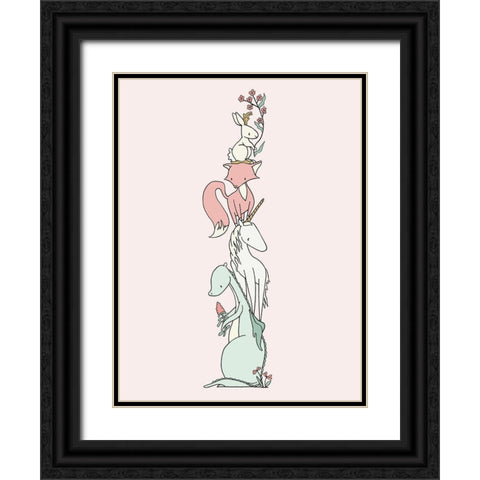 Enchanted Creatures Stack Black Ornate Wood Framed Art Print with Double Matting by Sweet Melody Designs