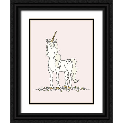 Unicorn Black Ornate Wood Framed Art Print with Double Matting by Sweet Melody Designs