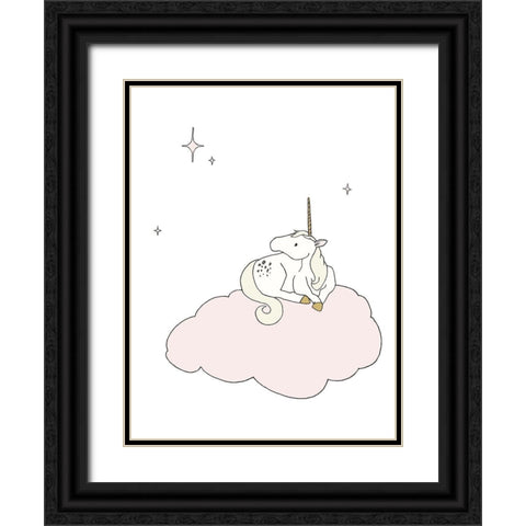 Unicorn Star Cloud Black Ornate Wood Framed Art Print with Double Matting by Sweet Melody Designs