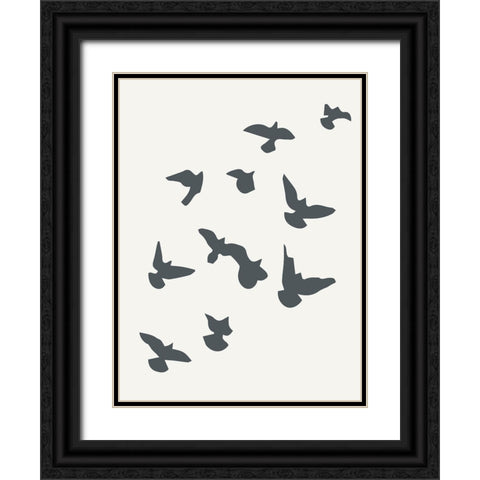 Simply Influenced Birds Abstract 2 Black Ornate Wood Framed Art Print with Double Matting by Sweet Melody Designs