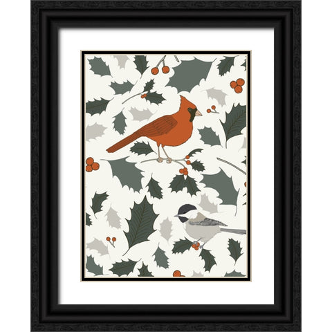 Winter Birds Black Ornate Wood Framed Art Print with Double Matting by Sweet Melody Designs