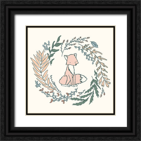 Fox Laurels Black Ornate Wood Framed Art Print with Double Matting by Sweet Melody Designs