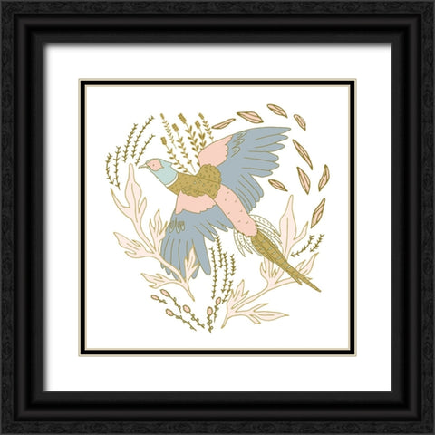 Pheasant Flushed Black Ornate Wood Framed Art Print with Double Matting by Sweet Melody Designs