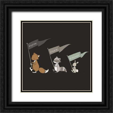 Woodland Flag March Black Ornate Wood Framed Art Print with Double Matting by Sweet Melody Designs