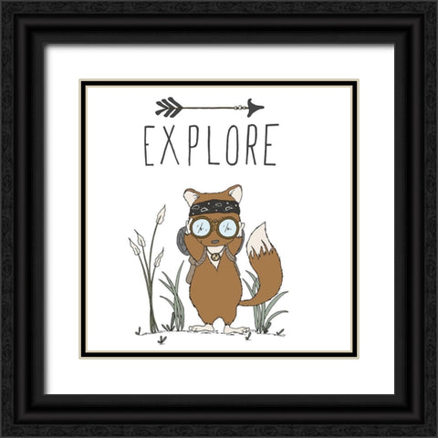 Fox Explore Black Ornate Wood Framed Art Print with Double Matting by Sweet Melody Designs