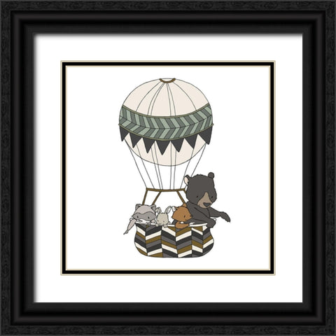 Woodland Hot Air Balloon 2 Black Ornate Wood Framed Art Print with Double Matting by Sweet Melody Designs