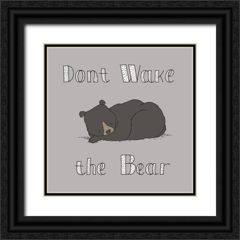 Dont Wake The Bear Black Ornate Wood Framed Art Print with Double Matting by Sweet Melody Designs