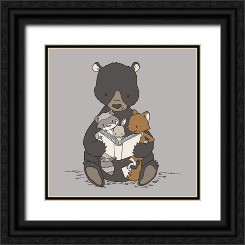 Woodland Story Time Black Ornate Wood Framed Art Print with Double Matting by Sweet Melody Designs