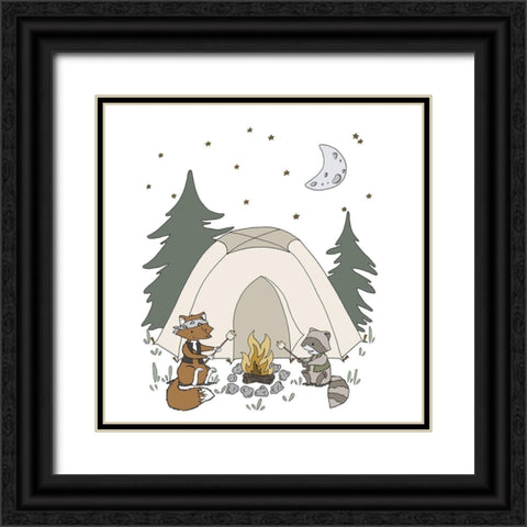 Woodland Camping Buddies Black Ornate Wood Framed Art Print with Double Matting by Sweet Melody Designs