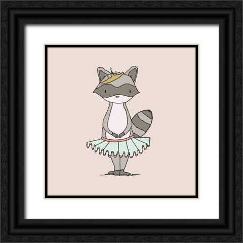 Raccoon Princess Black Ornate Wood Framed Art Print with Double Matting by Sweet Melody Designs