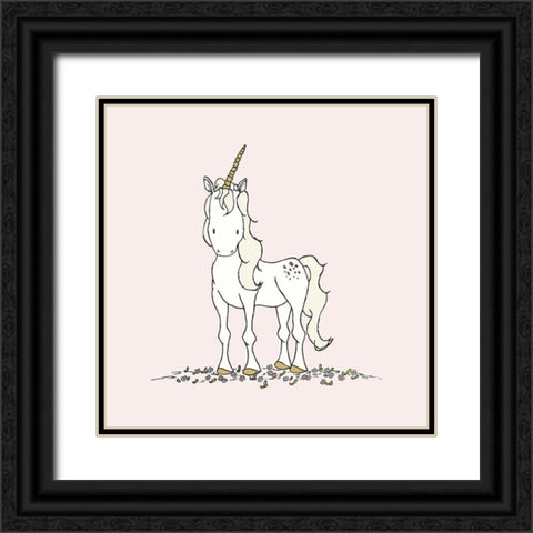 Unicorn Black Ornate Wood Framed Art Print with Double Matting by Sweet Melody Designs