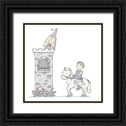 Princess Royal Rescue Black Ornate Wood Framed Art Print with Double Matting by Sweet Melody Designs