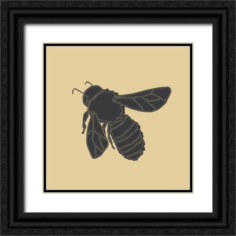 Bees Black And Gold 1 Black Ornate Wood Framed Art Print with Double Matting by Sweet Melody Designs