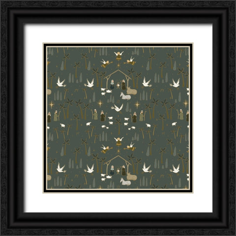 Joyful Pattern 1 V2 Black Ornate Wood Framed Art Print with Double Matting by Sweet Melody Designs