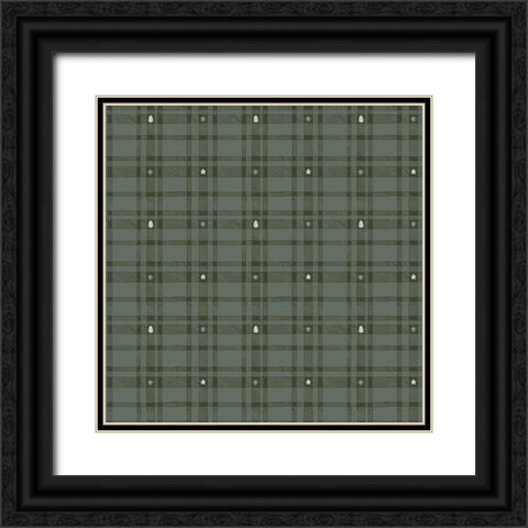 Merry Plaid Pattern 1 Black Ornate Wood Framed Art Print with Double Matting by Sweet Melody Designs