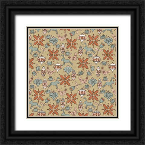 Nordic Noel Pattern 1 Black Ornate Wood Framed Art Print with Double Matting by Sweet Melody Designs