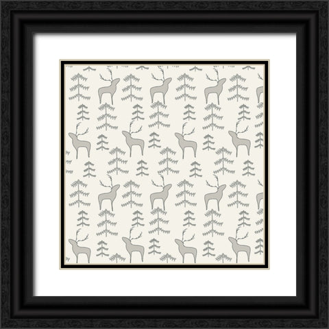 Reindeer Forest Pattern 1 V2 Black Ornate Wood Framed Art Print with Double Matting by Sweet Melody Designs