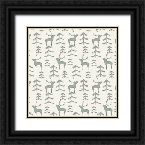 Reindeer Forest Pattern 1 Black Ornate Wood Framed Art Print with Double Matting by Sweet Melody Designs