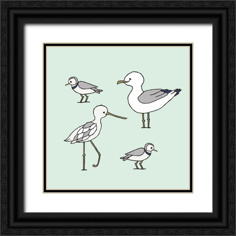 Beach Birds 1 Black Ornate Wood Framed Art Print with Double Matting by Sweet Melody Designs