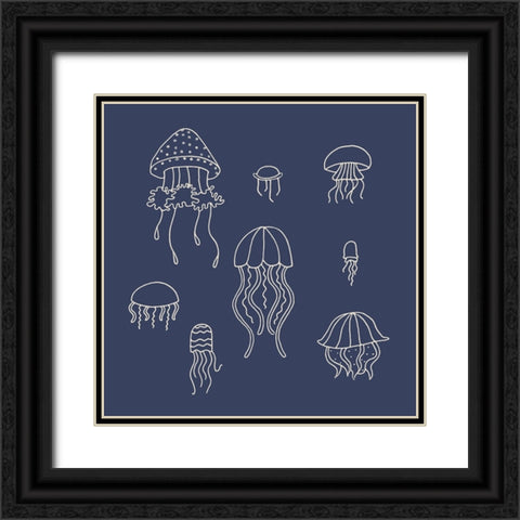 Jellyfish 1 Black Ornate Wood Framed Art Print with Double Matting by Sweet Melody Designs