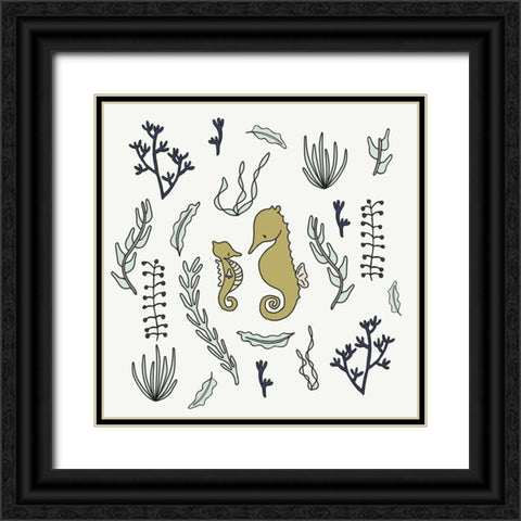 Seahorses 1 Black Ornate Wood Framed Art Print with Double Matting by Sweet Melody Designs