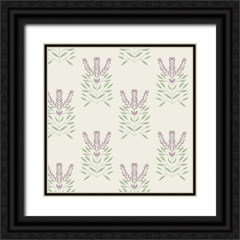 Lavendar Block Pattern 2 Black Ornate Wood Framed Art Print with Double Matting by Sweet Melody Designs
