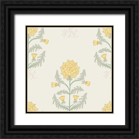 Dandelion Block Pattern 1 Black Ornate Wood Framed Art Print with Double Matting by Sweet Melody Designs