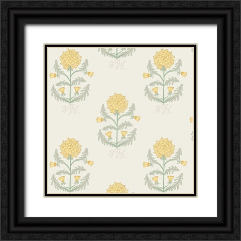 Dandelion Block Pattern 2 Black Ornate Wood Framed Art Print with Double Matting by Sweet Melody Designs