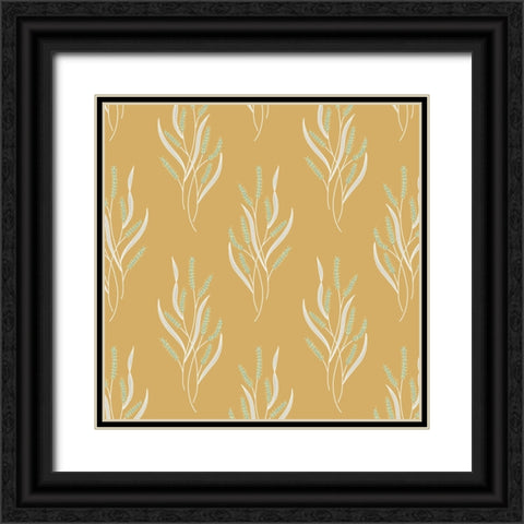 Wild Grass Block Pattern Black Ornate Wood Framed Art Print with Double Matting by Sweet Melody Designs