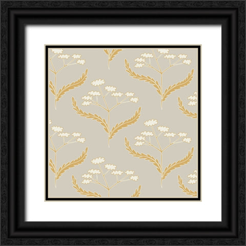 Yarrow Block Pattern Black Ornate Wood Framed Art Print with Double Matting by Sweet Melody Designs