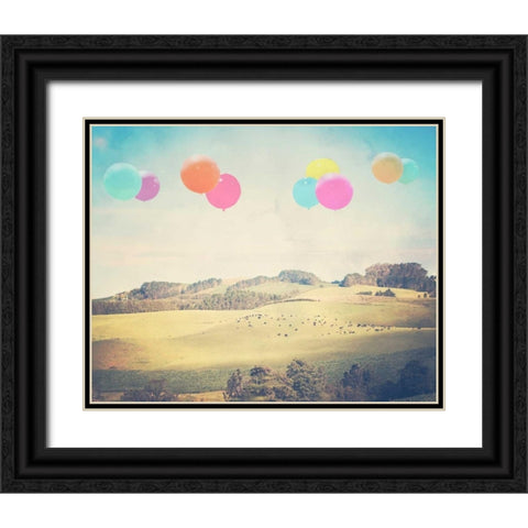 Balloons Over the Country Black Ornate Wood Framed Art Print with Double Matting by Davis Ashley