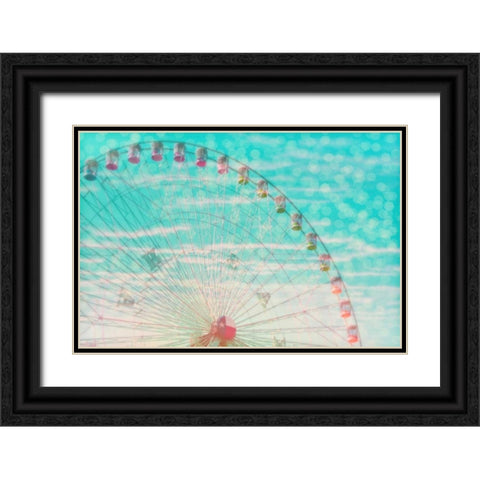 Skyline ferris wheel Black Ornate Wood Framed Art Print with Double Matting by Davis Ashley