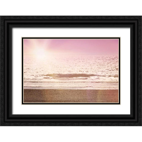 Pink Beach Sunset Black Ornate Wood Framed Art Print with Double Matting by Davis Ashley