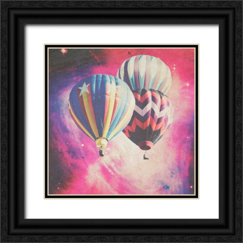 Pink Balloons in Space Black Ornate Wood Framed Art Print with Double Matting by Davis Ashley