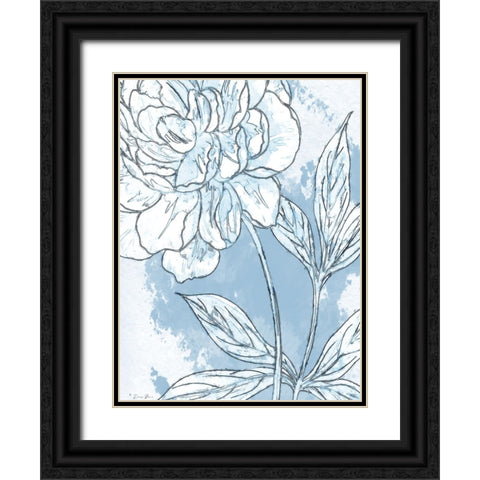 Blue Floral 1 Black Ornate Wood Framed Art Print with Double Matting by Brown, Denise