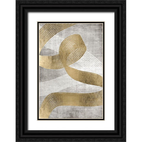 Golden Ribbon 2 Black Ornate Wood Framed Art Print with Double Matting by Brown, Denise