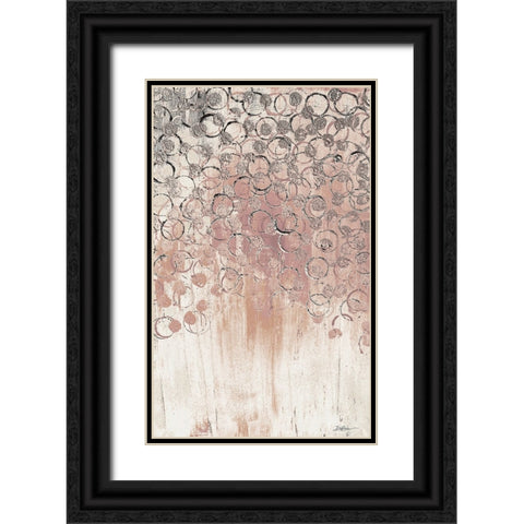 Blush Drops 1 Black Ornate Wood Framed Art Print with Double Matting by Brown, Denise