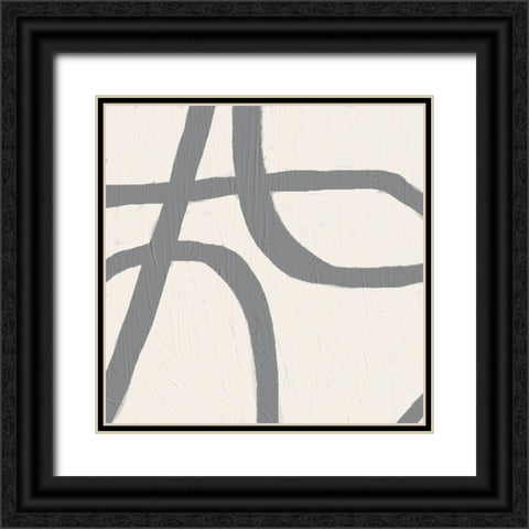 Contrasting Lines Gray Black Ornate Wood Framed Art Print with Double Matting by Brown, Denise