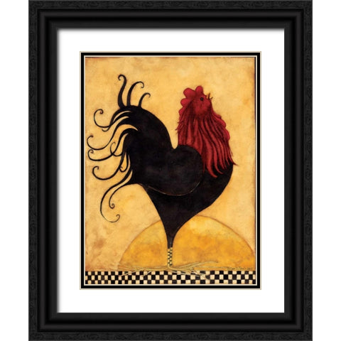Rooster Black Ornate Wood Framed Art Print with Double Matting by DiPaolo, Dan