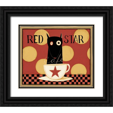 Red Star Black Ornate Wood Framed Art Print with Double Matting by DiPaolo, Dan