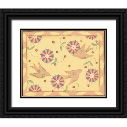 Pink Bird Black Ornate Wood Framed Art Print with Double Matting by DiPaolo, Dan