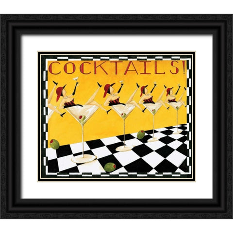 Cocktails Black Ornate Wood Framed Art Print with Double Matting by DiPaolo, Dan