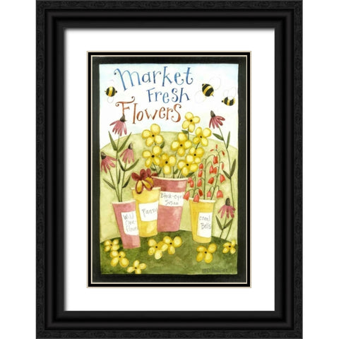 Market Fresh Flowers Black Ornate Wood Framed Art Print with Double Matting by DiPaolo, Dan