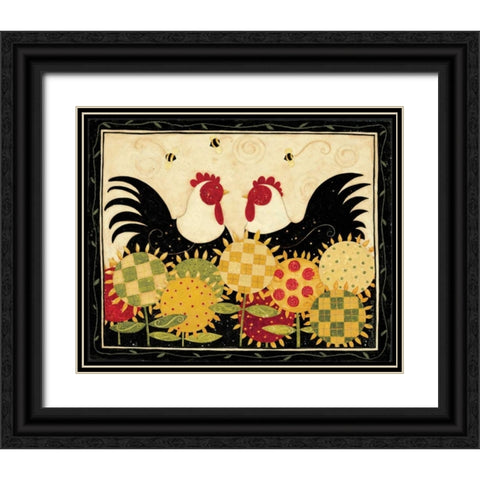 Two Rooster Black Ornate Wood Framed Art Print with Double Matting by DiPaolo, Dan