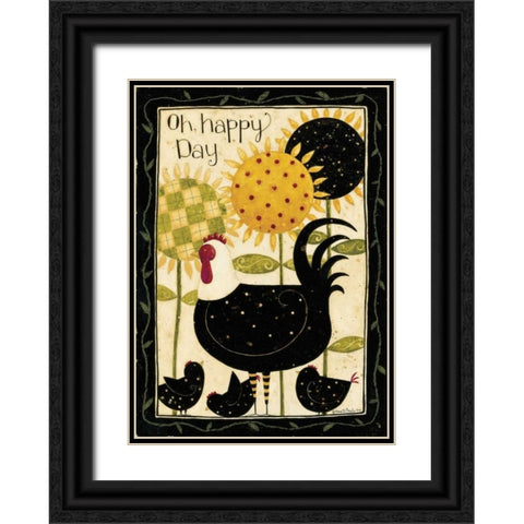 Henrietta With Chicks Black Ornate Wood Framed Art Print with Double Matting by DiPaolo, Dan