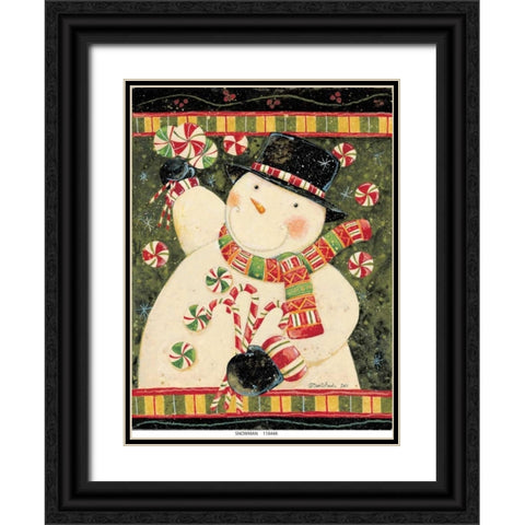 Snowman Candy Black Ornate Wood Framed Art Print with Double Matting by DiPaolo, Dan