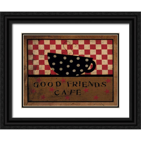 Friends And Coffee Black Ornate Wood Framed Art Print with Double Matting by DiPaolo, Dan